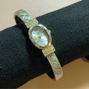 Studio Time Gold Tone Bangle Watch Rhinestone Cuff Bracelet Quartz